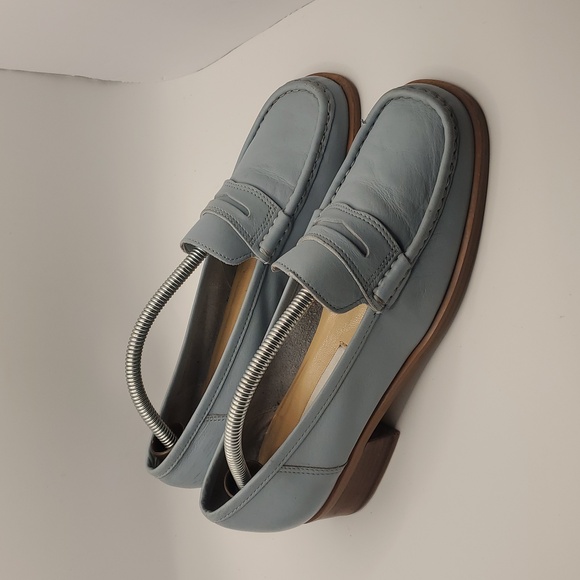Etienne Aigner Vintage Women's Stella Blue Leather Penny Loafers Sz 7.5 Preppy - Picture 3 of 13